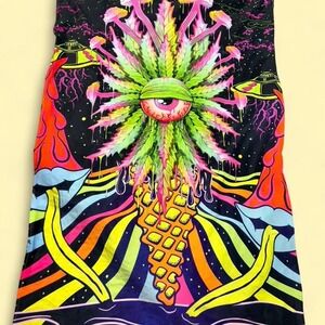 Leaf eyeball mushrooms psychedelic tapestry 36x57 boho